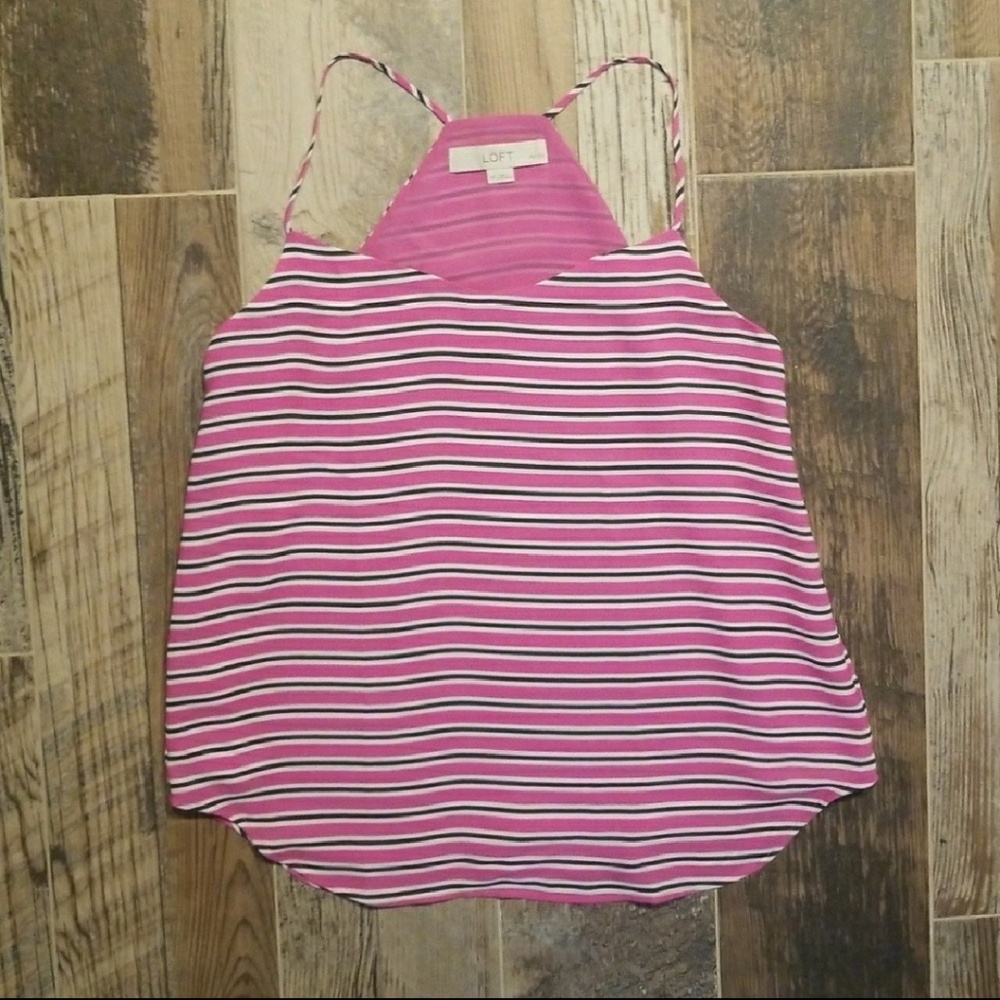 Ann Taylor Loft XSP Pink W Black & White Stripes